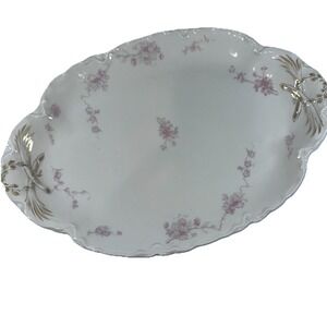 Haviland Limoges Schleiger 29 - Pink Flowers Gold Large Oval Platter 16" France
